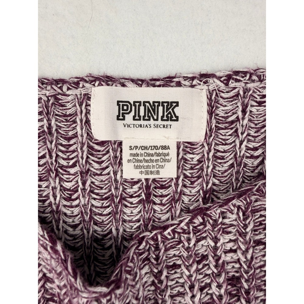 PINK Victoria's Secret Purple Marled Open Knit Cotton Sweater Small Pullover - Picture 3 of 7